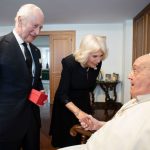 King Charles and Queen Camilla pay a surprise visit to recovering Pope Francis during Italy trip